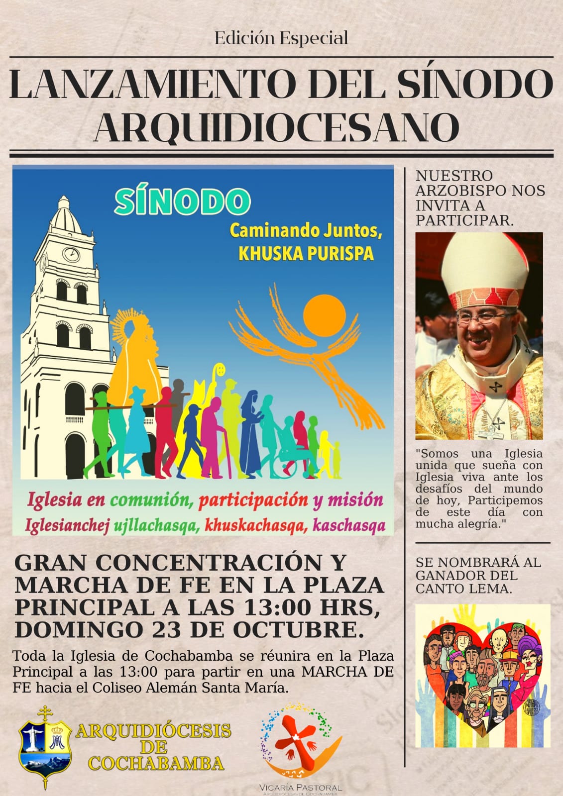 Arquidiócesis De Cochabamba Convoca A Participar En El Lanzamiento Del Sínodo Arquidiocesano 6867